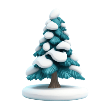 Chrismas tree with snow 3D icon clay style vibrate color isolate on transparent background png