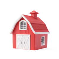 Red barn 3D icon cartoon smooth soft light isolate on transparent background png