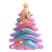 Creative Christmas tree 3d 3D icon clay style birght color isolate on transparent background png