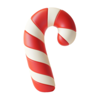 Red and white candy cane 3D icon isolate on transparent background png