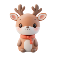 a cute 3d reindeer with Christmas theme color 3D icon isolate on transparent background png