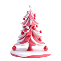 Chrismas tree with decoration greed and red 3D icon cartoon minimalist isolate on transparent background png