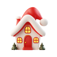 house with Santa Claus's hat 3D icon isolate on transparent background png
