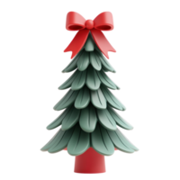 Christmas tree with ribbon and bow 3D icon cartoon minimalist isolate on transparent background png
