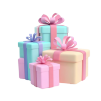 Pile of Gift boxes 3D icon isolate on transparent background png