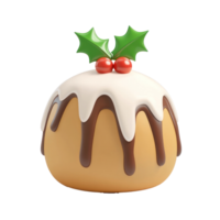Christmas pudding 3D icon isolate on transparent background png