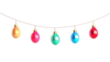 Christmas garland with colorful light hanging 3D icon cartoon isolate on transparent background png