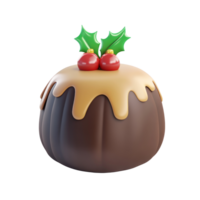Christmas pudding 3D icon cartoon smooth soft light isolate on transparent background png