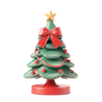 Christmas tree with ribbon and bow 3D icon cartoon minimalist isolate on transparent background png