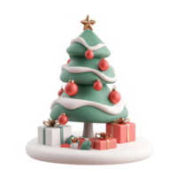 Presents form into Christmas tree decoration 3D icon cartoon minimalist isolate on transparent background png