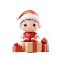 Baby with Christmas elements 3D icon isolate on transparent background png