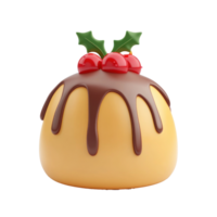 Christmas pudding 3D icon cartoon smooth soft light isolate on transparent background png