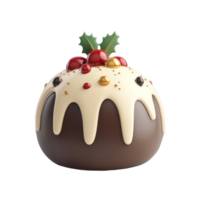 Christmas pudding 3D icon isolate on transparent background png