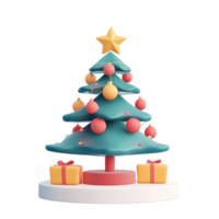 Presents form into Christmas tree decoration 3D icon cartoon minimalist isolate on transparent background png