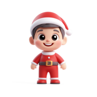 Smiling Little boy wear red santa claus costume 3D icon cartoon smooth soft light isolate on transparent background png