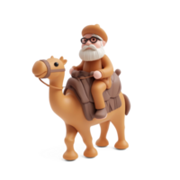 Wise man riding camel 3D icon isolate on transparent background png