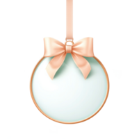 Round Christmas sale tag with ribbon and bow hanging 3D icon cartoon smooth soft light isolate on transparent background png