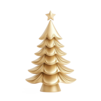 Golden Chrismas tree with decoration 3D icon cartoon minimalist isolate on transparent background png