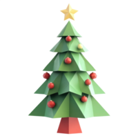 Christmas tree geometric style 3D icon cartoon minimalist isolate on transparent background png