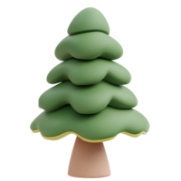 Fir tree 3D icon clay style vibrate color isolate on transparent background png