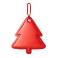 Red Christmas Sale tag shape of Christmas tree 3D icon cartoon smooth soft light isolate on transparent background png