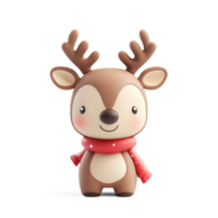 a cute 3d reindeer with Christmas theme color 3D icon isolate on transparent background png