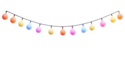 colorful string lights 3D icon isolate on transparent background png