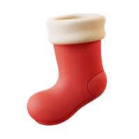 Red Christmas sock 3D icon isolate on transparent background png