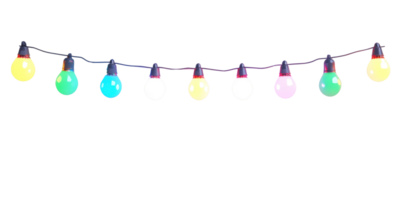 colorful string lights 3D icon cartoon isolate on transparent background png