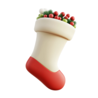 Christmas Stocking 3D icon isolate on transparent background png