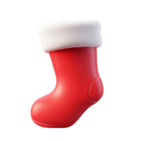 Red Christmas sock 3D icon isolate on transparent background png