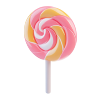 Lollipop candy 3D icon cartoon smooth soft light isolate on transparent background png