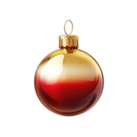 Gold and red Christmas bauble 3D icon cartoon round edges isolate on transparent background png