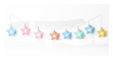 colorful string lights 3D icon isolate on transparent background png