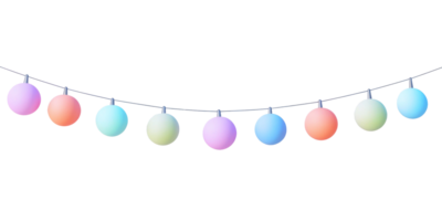 colorful string lights 3D icon isolate on transparent background png
