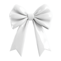 White Bow ribbon 3D icon isolate on transparent background png