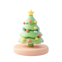 Christmas single line round with star on top 3D icon cartoon minimalist isolate on transparent background png