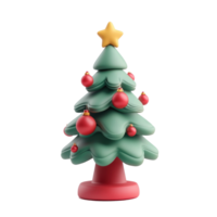 Chrismas tree with decoration greed and red 3D icon cartoon minimalist isolate on transparent background png