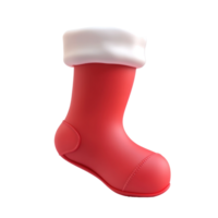 Red Christmas sock 3D icon cartoon smooth soft light isolate on transparent background png