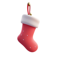Christmas Stocking hanging 3D icon isolate on transparent background png