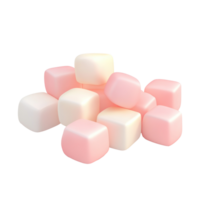 Marshmallows 3D icon cartoon smooth soft light isolate on transparent background png