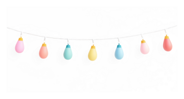 A string of colorful Christmas lights hanging 3D icon isolate on transparent background png