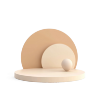 Beige podium with geometric 3D icon cartoon smooth soft light isolate on transparent background png