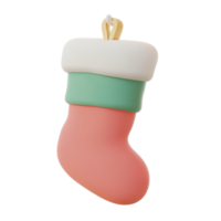 Christmas Stocking hanging 3D icon cartoon smooth soft light isolate on transparent background png