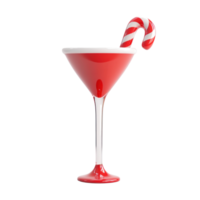 Red martini with a candy cane 3D icon isolate on transparent background png