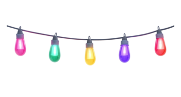 A string of colorful Christmas lights hanging 3D icon cartoon isolate on transparent background png