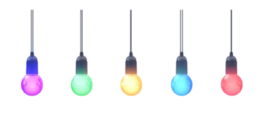 A string of colorful Christmas lights hanging 3D icon cartoon isolate on transparent background png