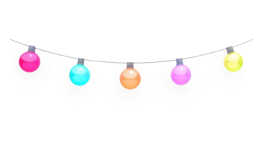 colorful string lights 3D icon cartoon isolate on transparent background png