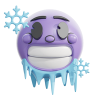 Retro 3D Frosty Cold Face Emoticon png