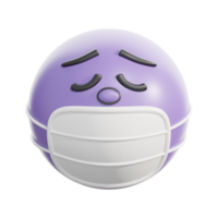 3D Retro Emoticon Face With Medical Mask png